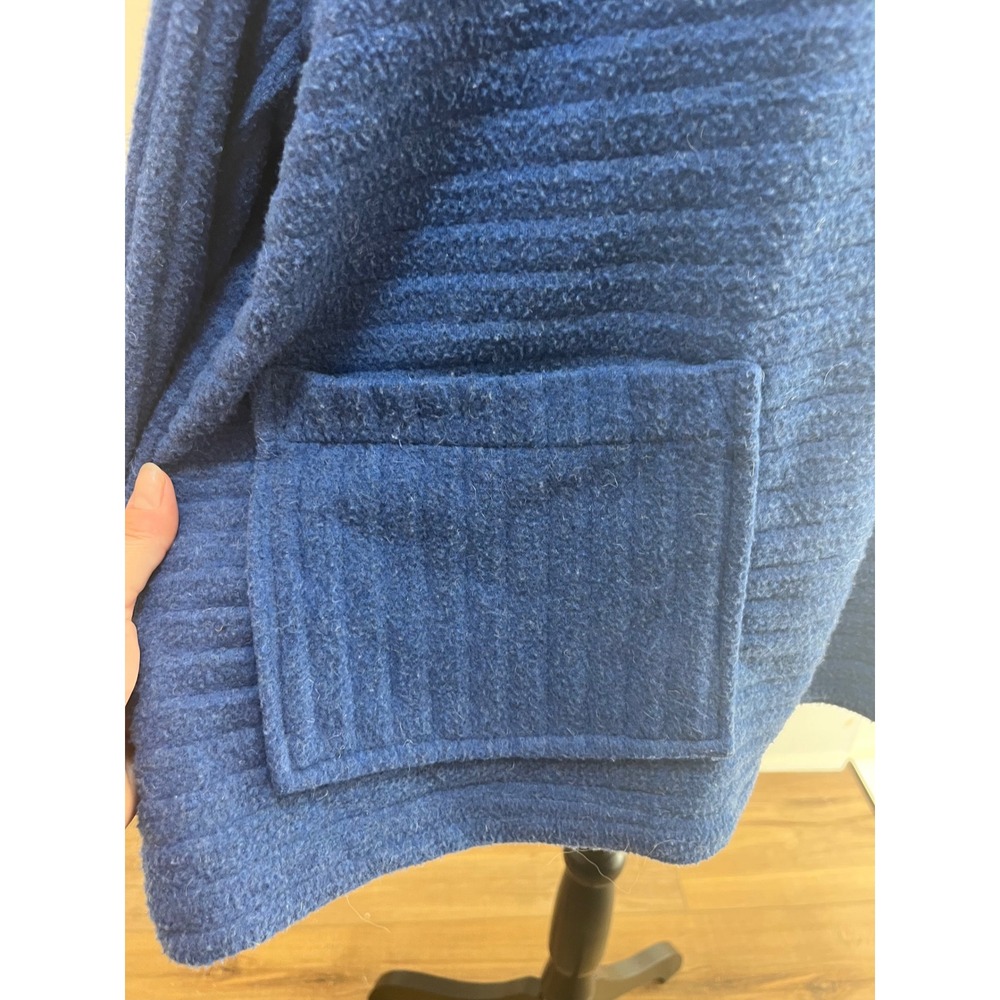 Habitat Clothes To Live In Blue Ribbed Funnel Neck Top Style Textured XL - Picture 6 of 8